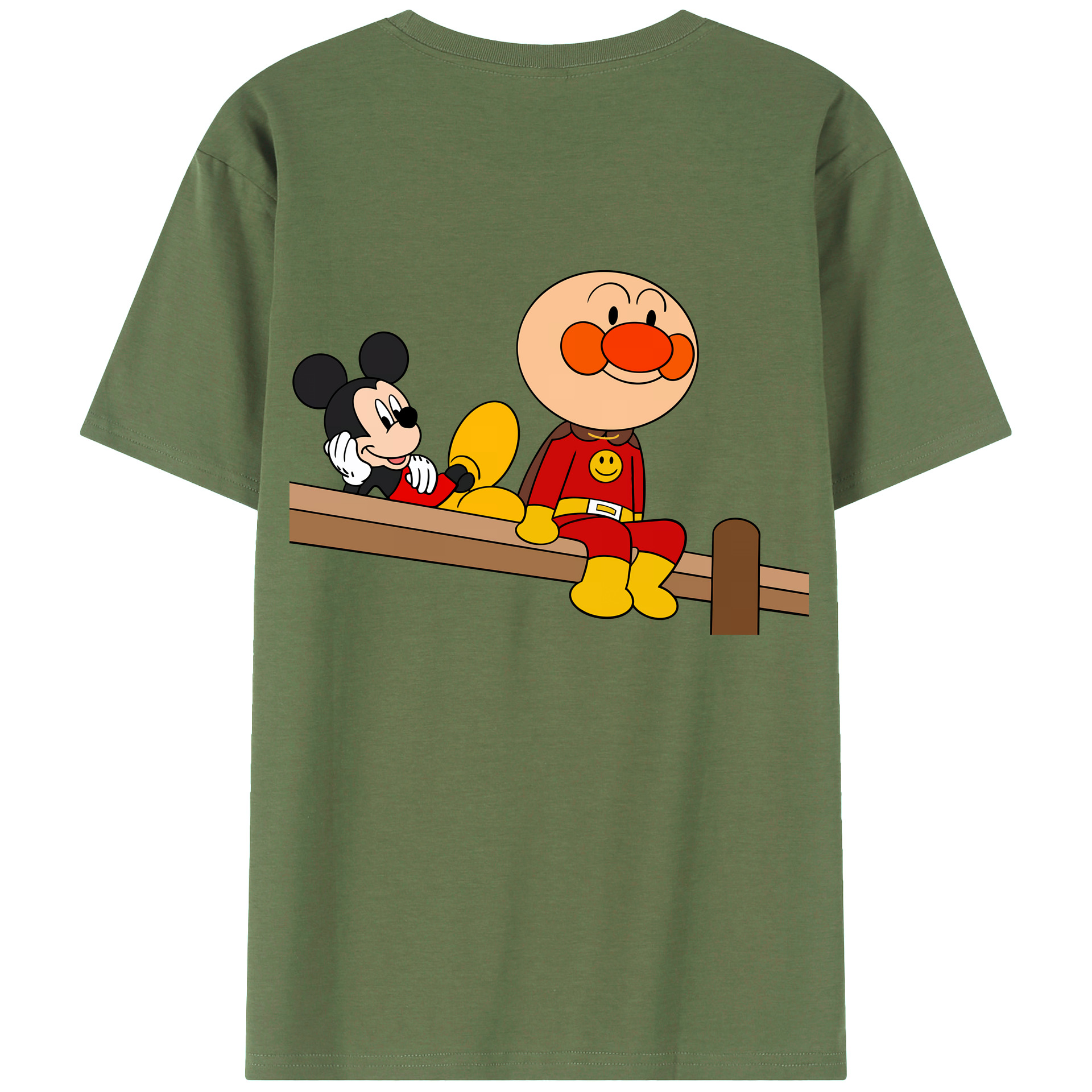 （画像用） アンパンマン Anpanman 綿100％ メンズ半袖Tシャツ（バックプリント） 通気性